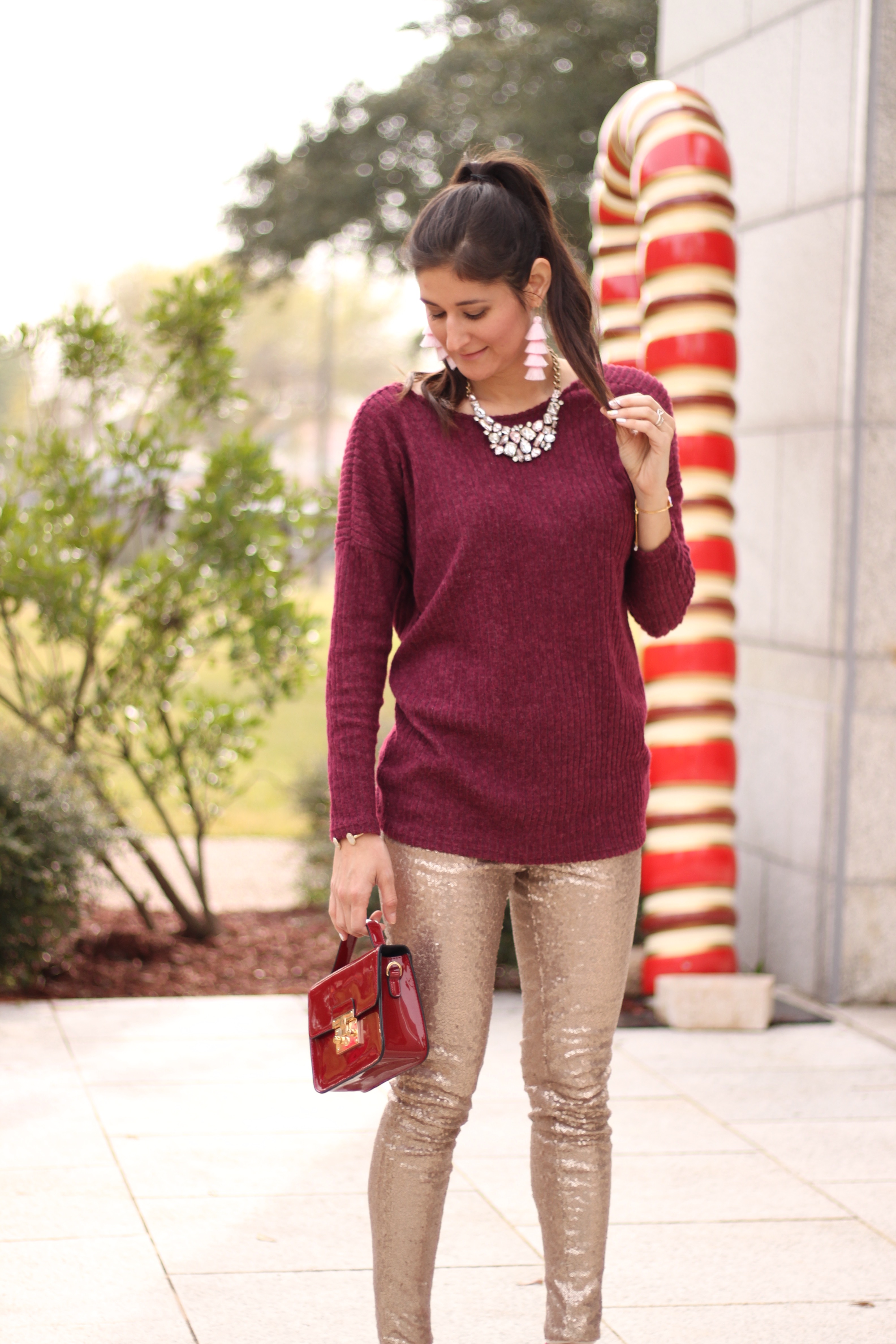 Glitter sequins leggings outfit. The Fashionable Maven