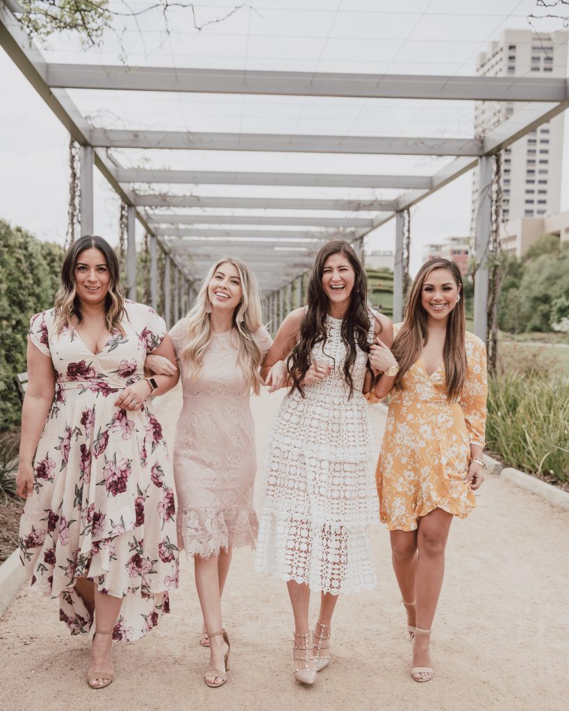 4 bloggers model 4 different styles of spring dresses great for Easter and spring weddings style. Click to read more at thefashionablemaven.com