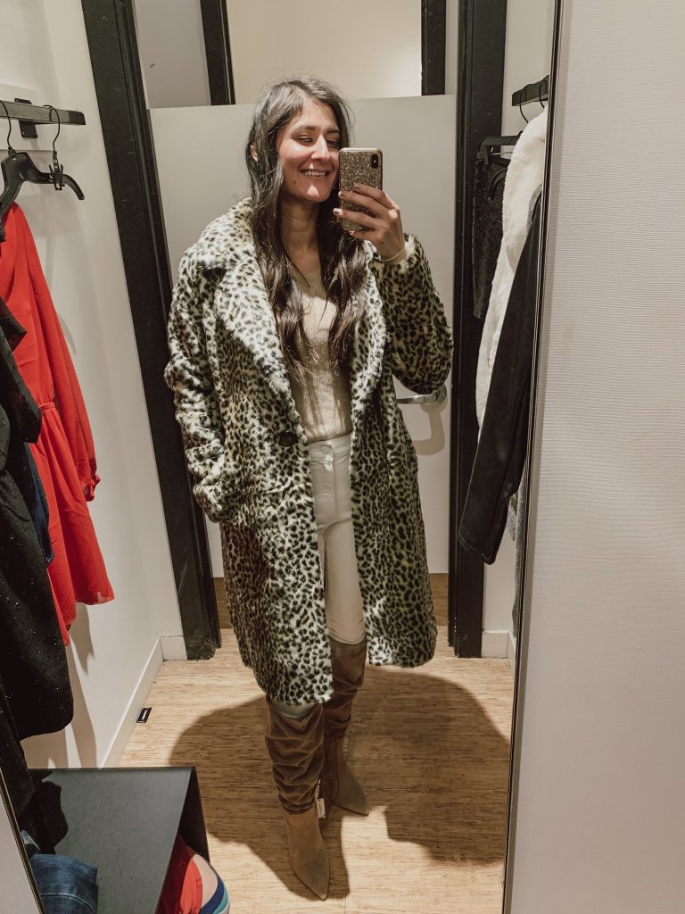 Leopard Coat from Express try on haul 