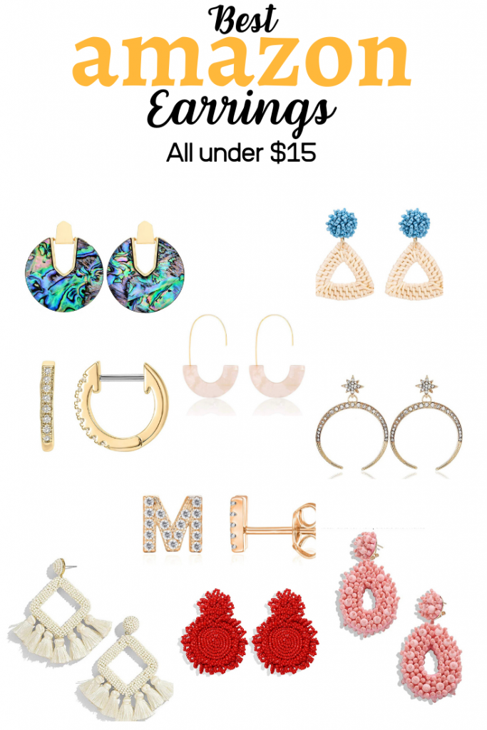 Best Amazon earrings under $15 or less. The Fashionable Maven post rounds up the cuteset amazon earrings for any occasion.