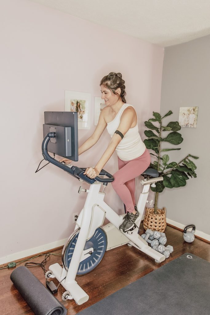 MYX Fitness Cycling bike: Jenni Metz reviews the indoor cycling bike. Picture: she is on the bike.